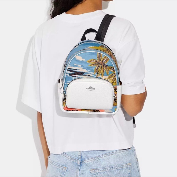 Coach Mini Court Backpack With Hawaiian Print NWT - Picture 8 of 8